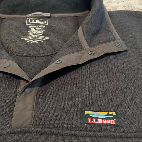 L.L. Bean Other - L.L. Bean Gray Sweater Fleece Pullover Quarter Snap XL Reg Mount Katahdin Logo